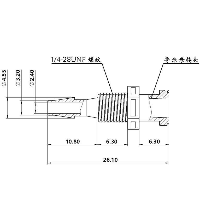 3.2mm(1/8)穿板魯爾母接頭