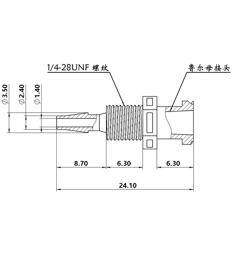 2.4mm(3/32)穿板魯爾母接頭