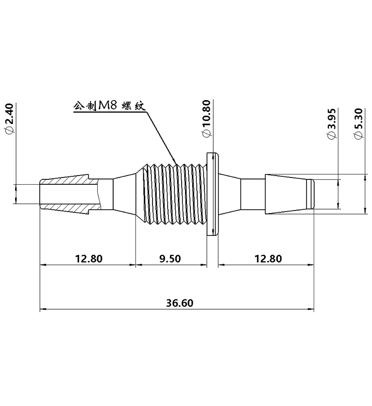 3.9mm(5/32)穿板直通接頭