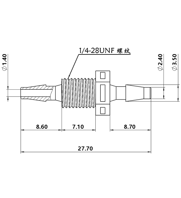 2.4mm(3/32)穿板直通接頭