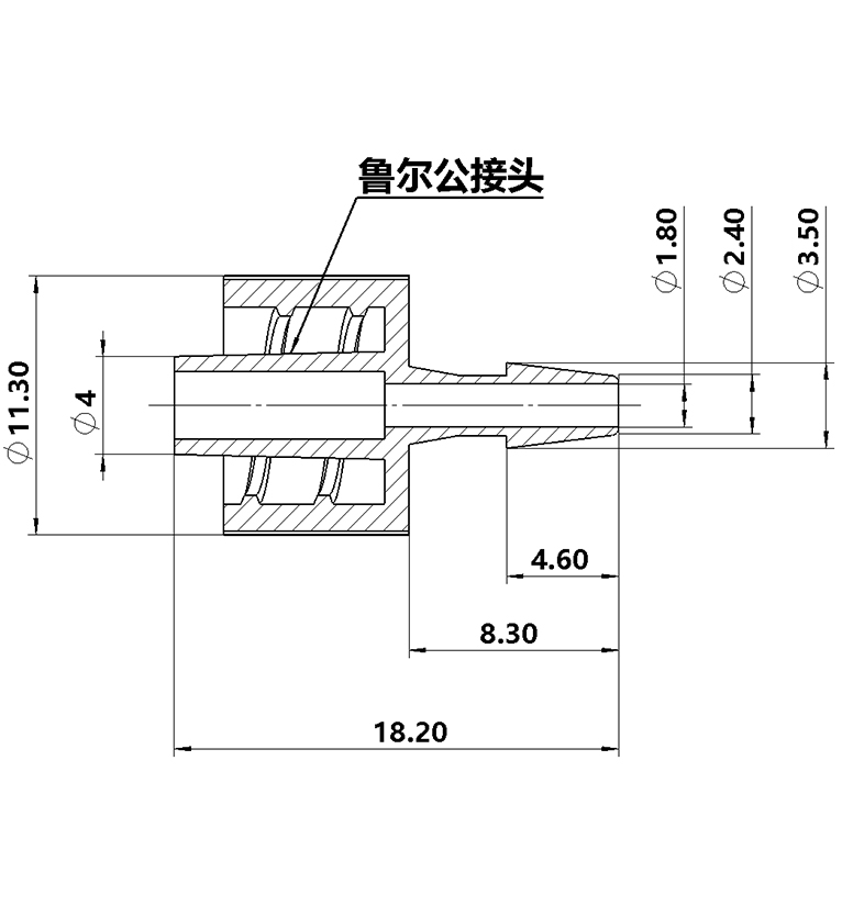 2.4mm(3/32英寸)魯爾公接頭