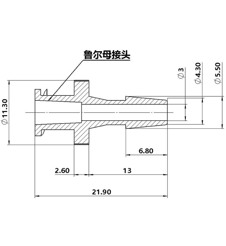 3.9mm(5/32英寸)魯爾母接頭