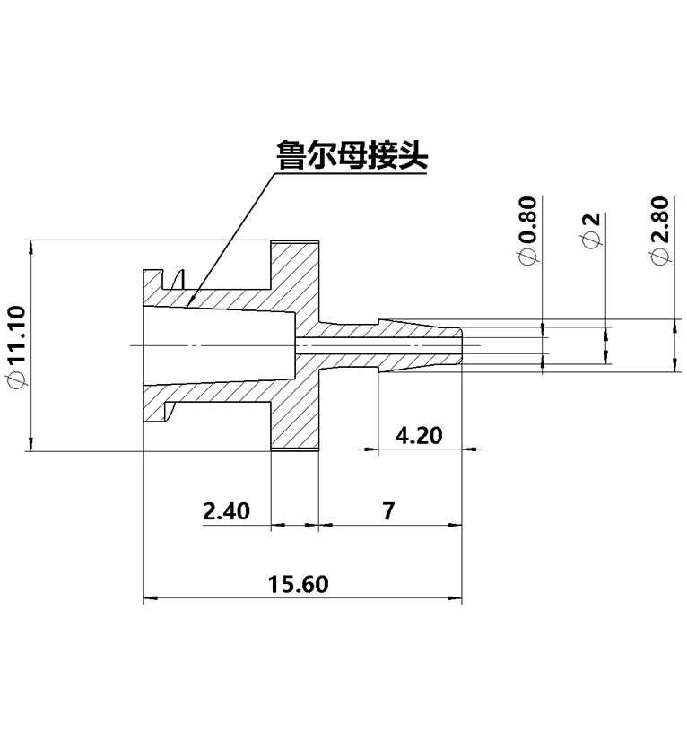 1.6mm(1/16英寸)魯爾母接頭